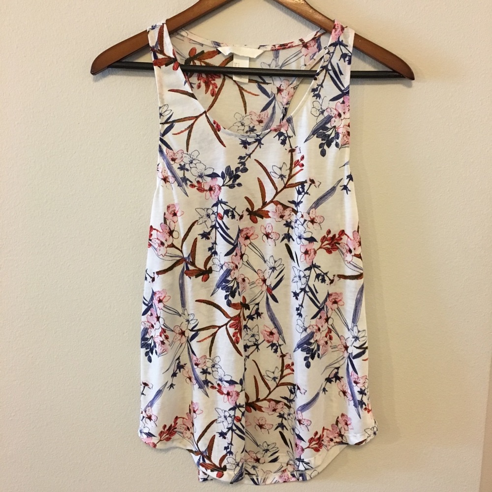 Cherry blossom/ floral tank top with racer back